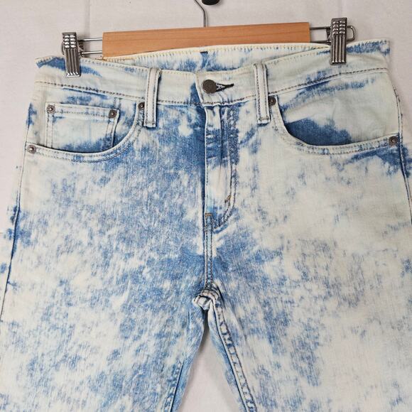 Levis 511 Acid Wash Stretch Denim Jeans Mens 31x30 90s Retro Look - Picture 2 of 11